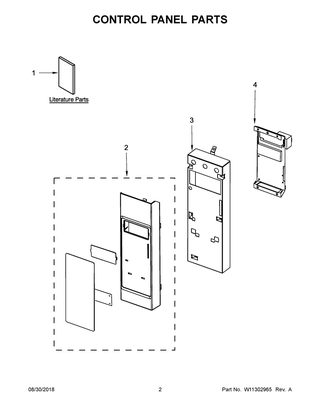 Control Panel Parts Diagram and Parts List for UMV1160CS7  Whirlpool Microwave
