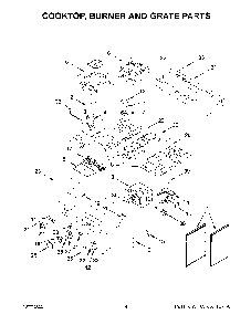 Cooktop, Burner And Grate Parts Diagram and Parts List for KFGC500JIB05  KitchenAid Range