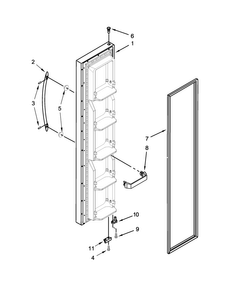 Freezer Door Parts Diagram and Parts List for 10641123211  Kenmore Refrigerator