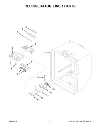 Refrigerator Liner Parts Diagram and Parts List for IX3HHGXSS001  Whirlpool Refrigerator
