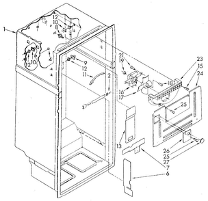Liner Diagram and Parts List for ET18GKXSM0B  Whirlpool Refrigerator