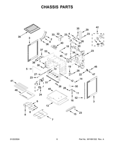Chassis Parts Diagram and Parts List for WFE550S0LB3  Whirlpool Range