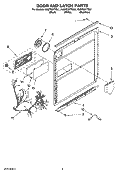 DOOR AND LATCH PARTS Diagram and Parts List for KUDT03FTBL1  KitchenAid Dishwasher