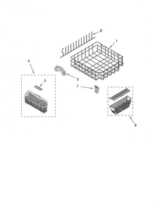 Lower Rack Diagram and Parts List for KUDL02FRSS1  KitchenAid Dishwasher