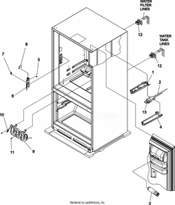 Water Dispenser/Filter Diagram and Parts List for ABR2037FES  Whirlpool Refrigerator