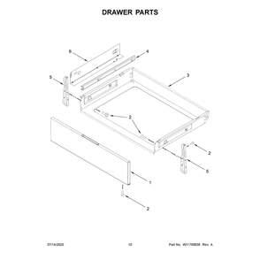 Drawer Parts Diagram and Parts List for YKSES530SJP0  Whirlpool Range