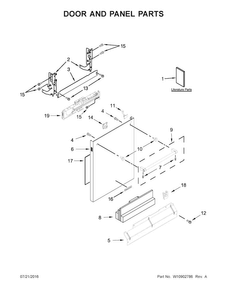 Door And Panel Parts Diagram and Parts List for KDTM404EWH2  KitchenAid Dishwasher