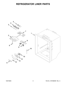 Refrigerator Liner Parts Diagram and Parts List for WRB322DMBM05  Whirlpool Refrigerator
