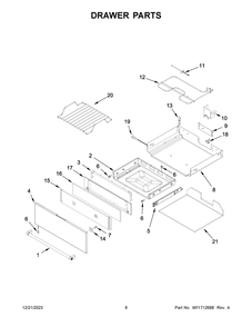 Drawer Parts Diagram and Parts List for KSEB900ESS7  KitchenAid Range