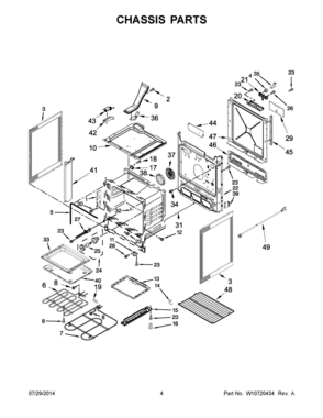 03 - CHASSIS PARTS Diagram and Parts List for YWEE760H0DS0  Whirlpool Range
