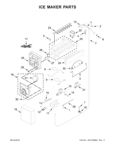 Ice Maker Parts Diagram and Parts List for KBFN506EPA00  KitchenAid Refrigerator