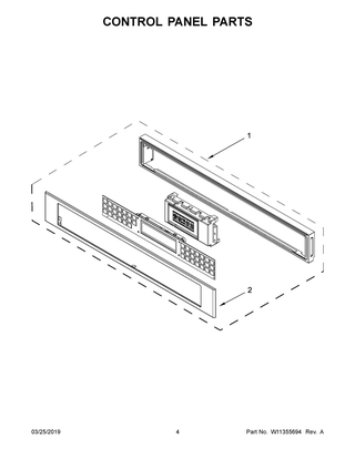 Control Panel Parts Diagram and Parts List for KMBP100ESS02  Whirlpool Microwave