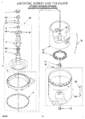 AGITATOR, BASKET AND TUB Diagram and Parts List for LST7233AQ0  Whirlpool Washer