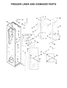 Freezer Liner And Icemaker Parts Diagram and Parts List for KBSN608EBS00  KitchenAid Refrigerator