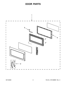 Door Parts Diagram and Parts List for UMV1160CW8  Whirlpool Microwave