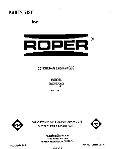 Front Cover Diagram and Parts List for D6757*0  Roper Range