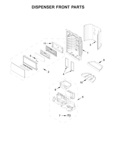 Dispenser Front Parts Diagram and Parts List for WRX735SDBE02  Whirlpool Refrigerator