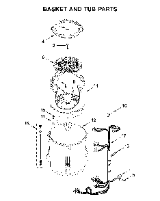 Basket and tub parts Diagram and Parts List for 8TWTW6000JW0  Whirlpool Washer