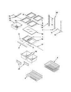 Shelf Parts Diagram and Parts List for 59669932012  Kenmore Refrigerator