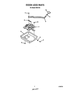 Door Lock Diagram and Parts List for N9457*2  Roper Range