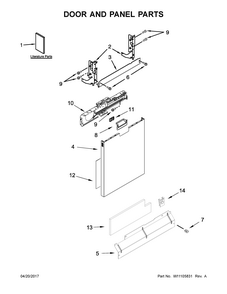 Door And Panel Parts Diagram and Parts List for 66514529N611  Kenmore Dishwasher