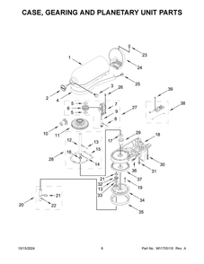 04 - Case, Gearing And Planetary Unit Parts Diagram and Parts List for 5KSM150PSPER5  Whirlpool Mixer