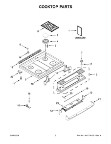 Cooktop Parts Diagram and Parts List for WEG515S0LV4  Whirlpool Range