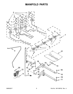 04 - MANIFOLD PARTS Diagram and Parts List for WEG750H0HW0  Whirlpool Range