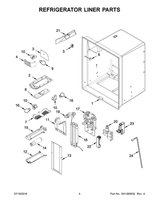 Refrigerator Liner Parts Diagram and Parts List for WRF550CDHZ01  Whirlpool Refrigerator