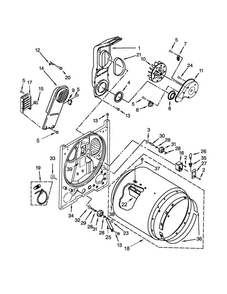 Bulkhead Parts Diagram and Parts List for WED4995EW1  Whirlpool Dryer