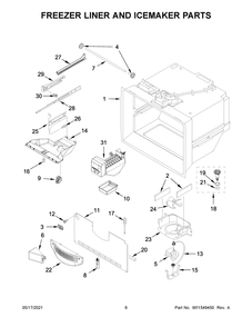 Freezer Liner And Icemaker Parts Diagram and Parts List for WRF532SMHB03  Whirlpool Refrigerator