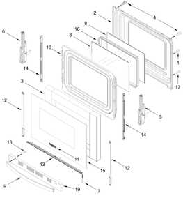 Door Parts Diagram and Parts List for YWFES7030SZ0  Whirlpool Range