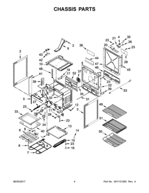 03 - CHASSIS PARTS Diagram and Parts List for JES1450CFS0  Whirlpool Range