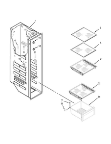 Freezer Liner Parts Diagram and Parts List for BRS75BRANA00  Whirlpool Refrigerator