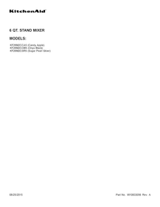 Cover Sheet Diagram and Parts List for KF26M2COB5  KitchenAid Mixer