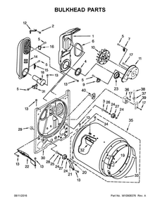 Bulkhead Parts Diagram and Parts List for 7MWGD1950EI1  Whirlpool Dryer