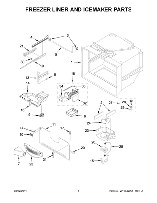 Freezer Liner And Icemaker Parts Diagram and Parts List for WRF540CWHZ02  Whirlpool Refrigerator