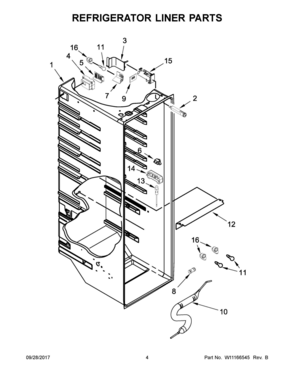 03 - REFRIGERATOR LINER PARTS Diagram and Parts List for WRS571CIDW01  Whirlpool Refrigerator