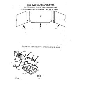 Oven Liner Kit Diagram and Parts List for 2428000  Roper Range
