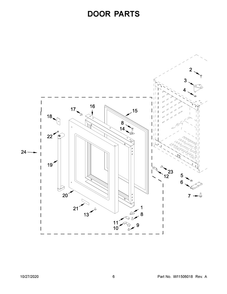 Door Parts Diagram and Parts List for KUBL304ESS01  Whirlpool Wine and Beverage Cooler
