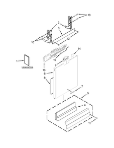 Door Panel Parts Diagram and Parts List for KDFE104DWH2  KitchenAid Dishwasher
