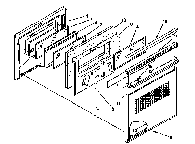 Door Diagram and Parts List for KEBS107BBWH2  KitchenAid Wall Oven