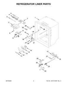 03 - Refrigerator Liner Parts Diagram and Parts List for KRFC136RPS00  Whirlpool Refrigerator