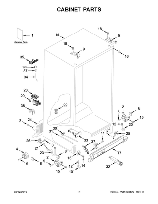 Cabinet Parts Diagram and Parts List for WRS315SDHZ01  Whirlpool Refrigerator