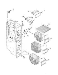 Freezer Liner Diagram and Parts List for KSRB25FKBL02  KitchenAid Refrigerator