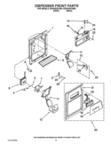 DISPENSER FRONT PARTS Diagram and Parts List for ED5VHEXVB09  Whirlpool Refrigerator