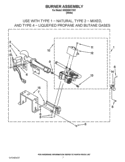 BURNER ASSEMBLY Diagram and Parts List for WGD9051YW1  Whirlpool Dryer