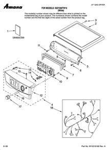 Part Location Diagram of W10222765 Whirlpool Panel-console assembly