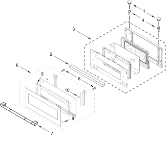 Microwave Door Parts Diagram and Parts List for JOECC530RL00  Whirlpool Microwave Oven Combo