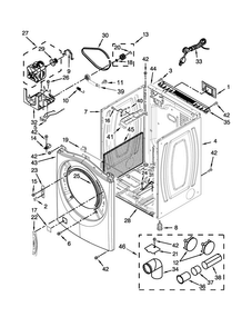 Cabinet Parts Diagram and Parts List for 7MWGD72HEDW0  Whirlpool Dryer
